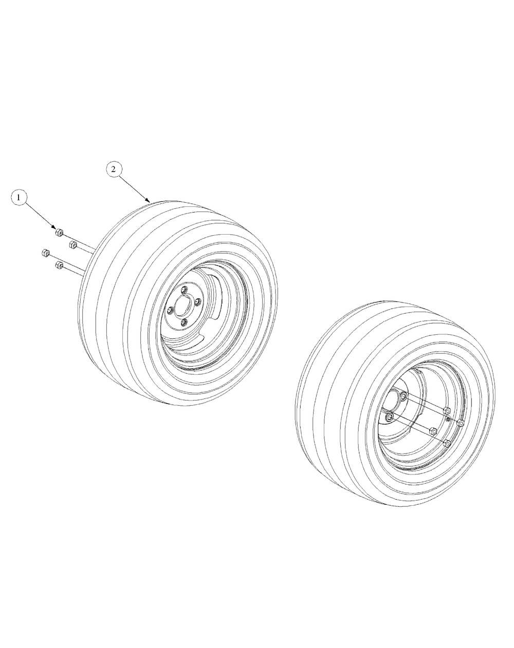 Wheel Assembly Diagram and Parts List for M60-KW ROPS-53BH5D8X750-25HP-OHV Cub Cadet Lawn Tractor